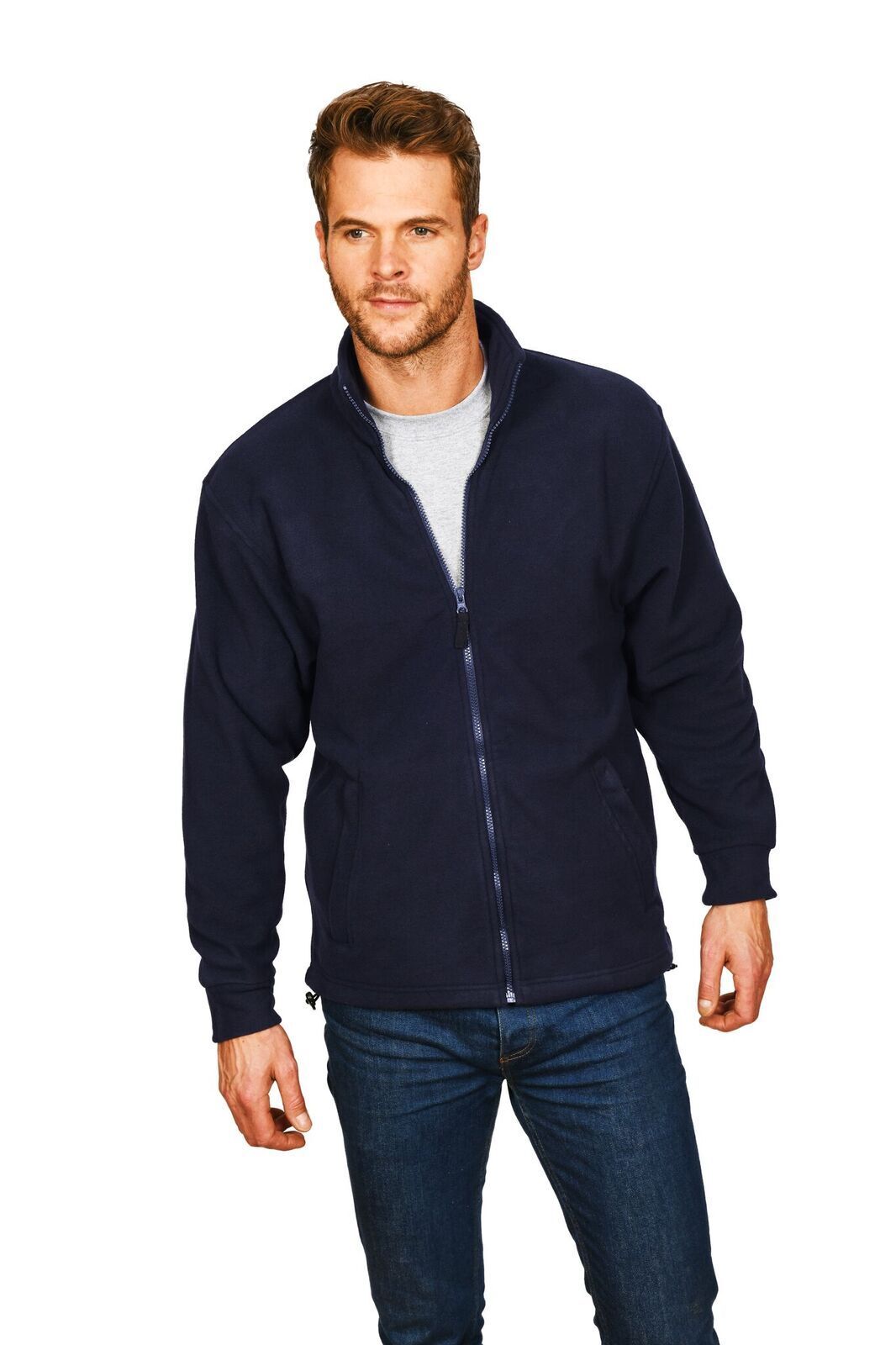 Mens Full Zip Up Fleece Jacket Work Casual Leisure Coat Sports Top Sizes S-2XL 