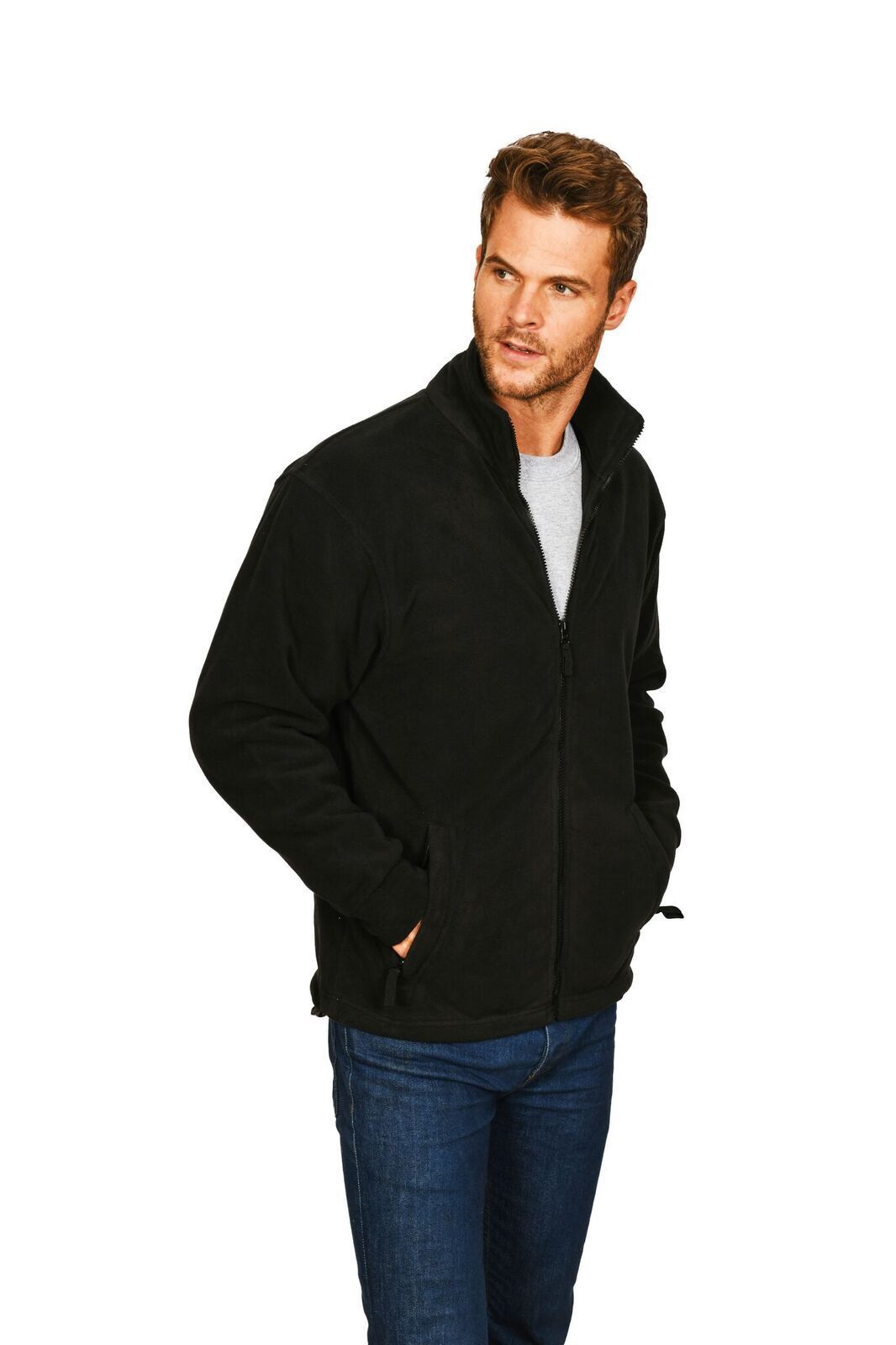 Mens Full Zip Up Fleece Jacket Work Casual Leisure Coat Sports Top Sizes S-2XL 
